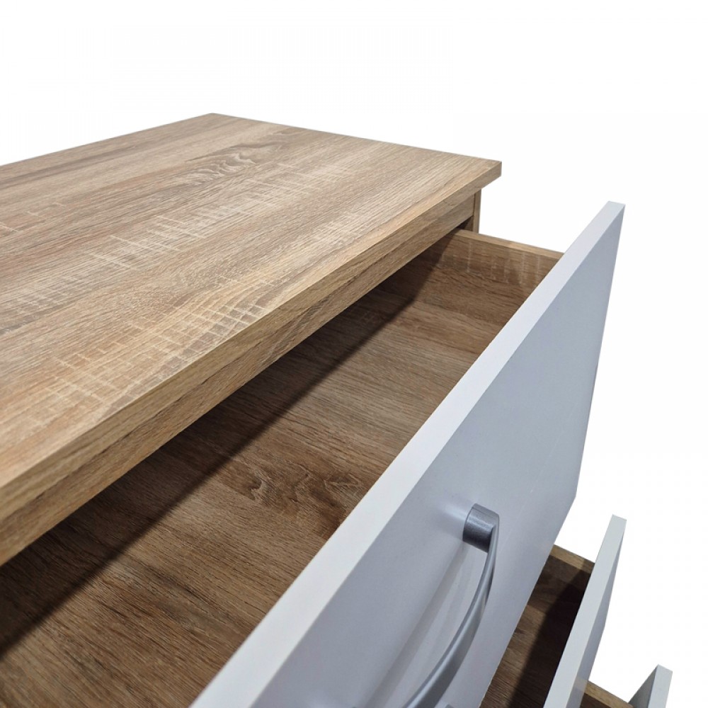 Συρταριέρα Athos pakoworld σε sonoma-λευκή απόχρωση 80x40x79εκ