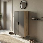 Παπουτσοθήκη-ντουλάπα Oufelia pakoworld sonoma-ανθρακί 60x32.5x134.5εκ