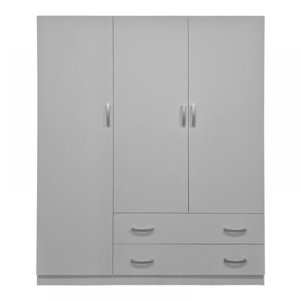 Ντουλάπα τρίφυλλη με 2 συρτάρια Alvia pakoworld λευκή 150x51x180εκ