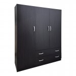 Ντουλάπα τρίφυλλη με 2 συρτάρια Alvia pakoworld wenge150x51x180εκ
