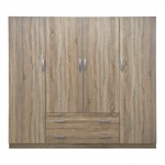 Ντουλάπα τετράφυλλη με 2 συρτάρια Alvia pakoworld sonoma 200x51x180εκ