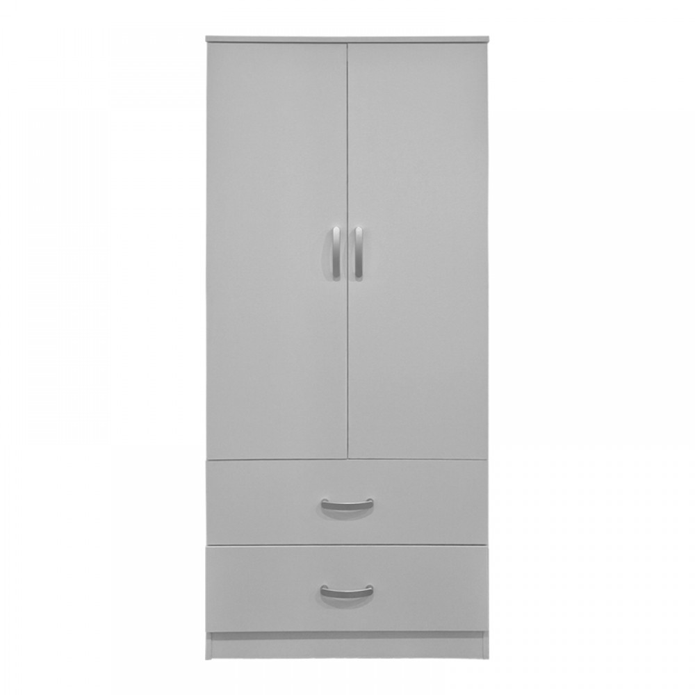 Ντουλάπα δίφυλλη με 2 συρτάρια Alvia pakoworld λευκή 80x51.5x180εκ