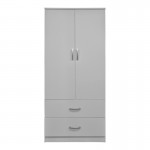 Ντουλάπα δίφυλλη με 2 συρτάρια Alvia pakoworld λευκή 80x51.5x180εκ