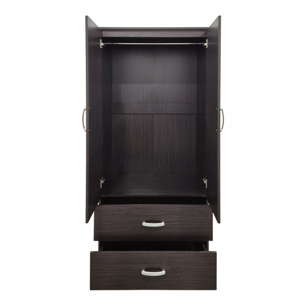 Ντουλάπα δίφυλλη με 2 συρτάρια Alvia pakoworld wenge 80x51.5x180εκ