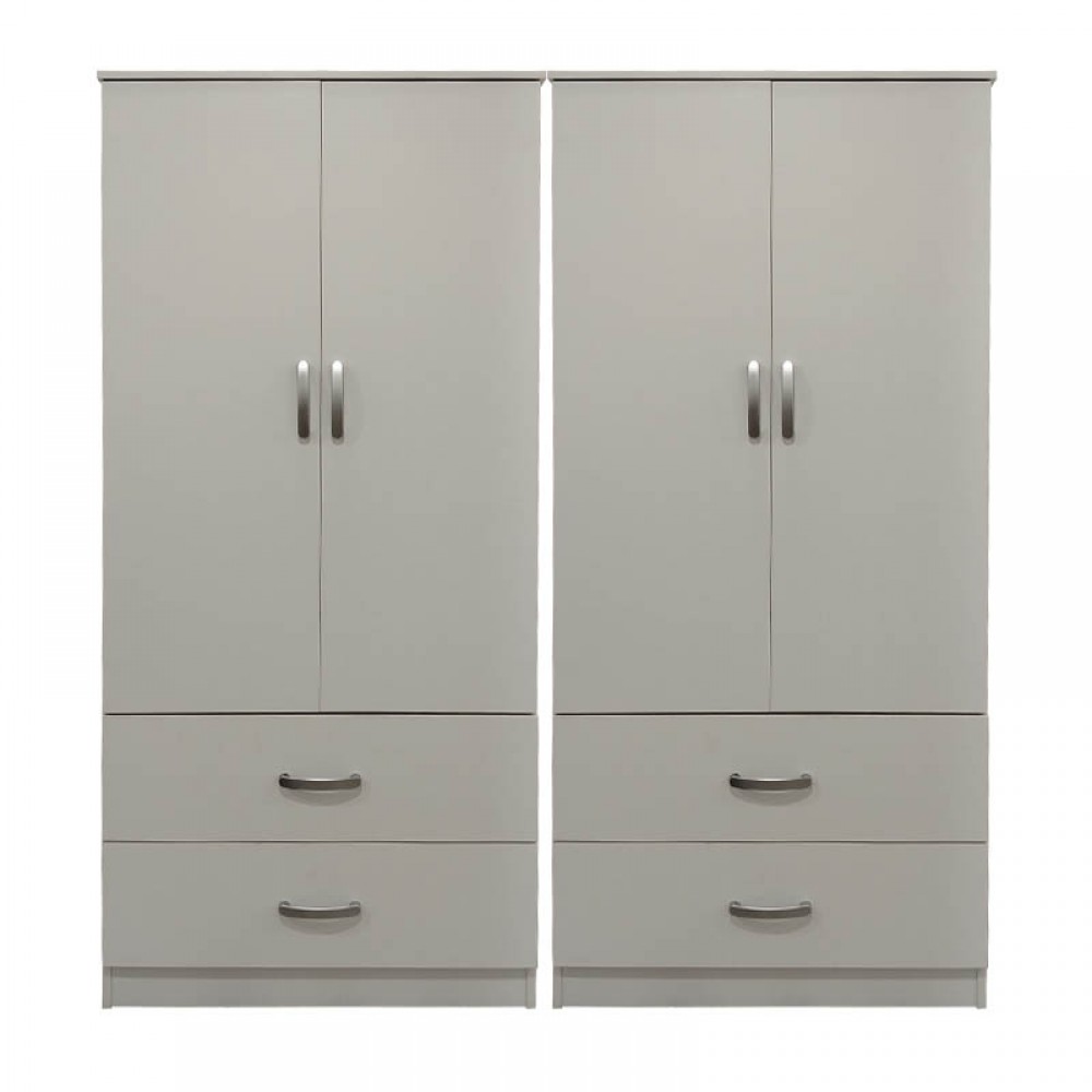 Ντουλάπα τετράφυλλη με συρτάρια Lego pakoworld λευκή 160x42x180εκ