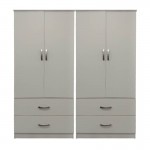 Ντουλάπα τετράφυλλη με συρτάρια Lego pakoworld λευκή 160x42x180εκ