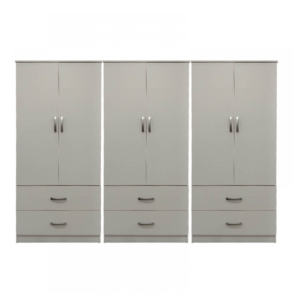 Ντουλάπα εξάφυλλη με συρτάρια Lego pakoworld λευκή 240x42x180εκ