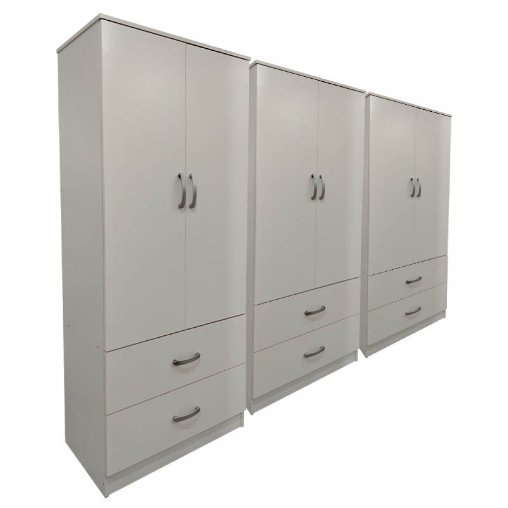 Ντουλάπα εξάφυλλη με συρτάρια Lego pakoworld λευκή 240x42x180εκ