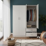 Ντουλάπα τετράφυλλη Athos pakoworld λευκή 160x42x180εκ