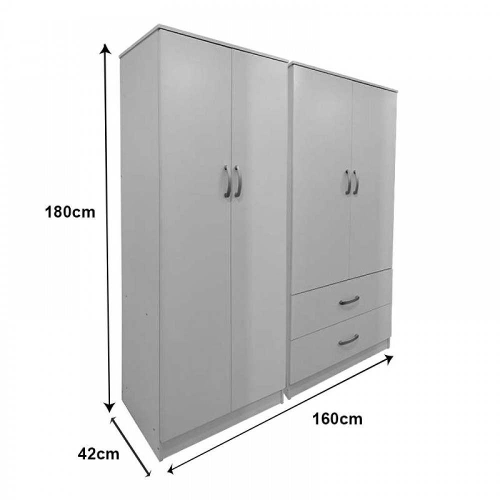 Ντουλάπα τετράφυλλη Athos pakoworld λευκή 160x42x180εκ
