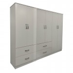 Ντουλάπα εξάφυλλη Athos pakoworld λευκή 200,5x42x180εκ