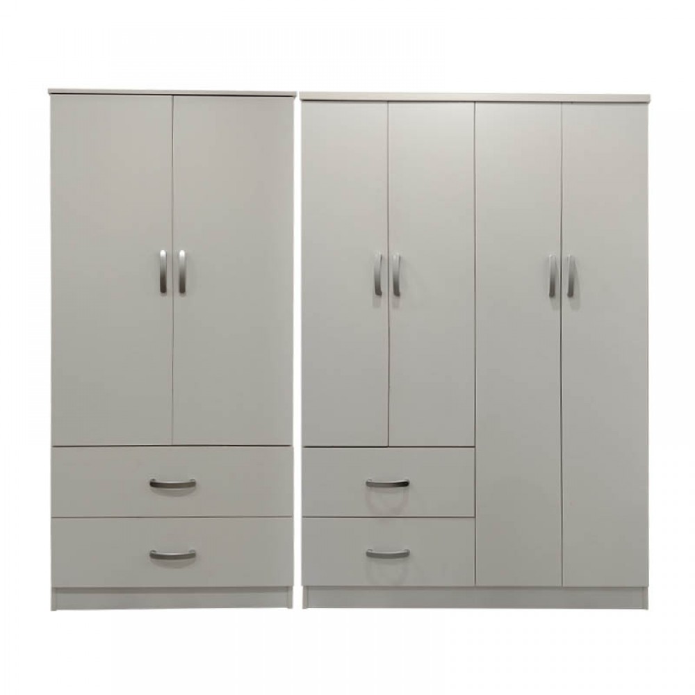 Ντουλάπα εξάφυλλη Athos pakoworld λευκή 200,5x42x180εκ