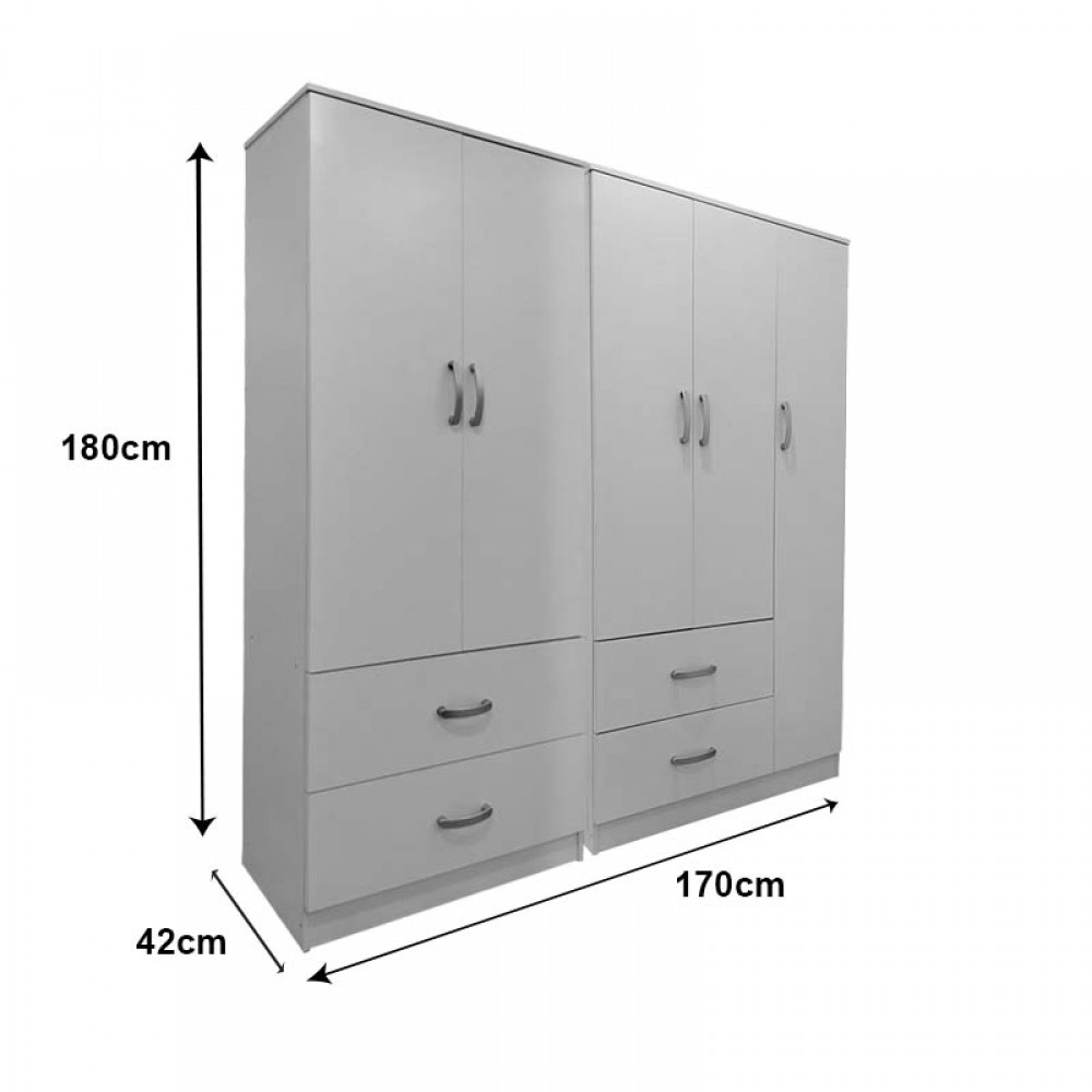 Ντουλάπα πεντάφυλλη Lego pakoworld λευκή 170x42x180εκ