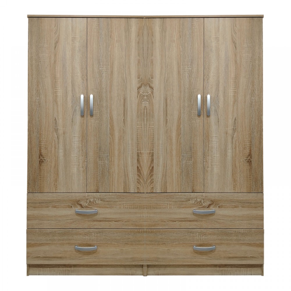 Ντουλάπα τετράφυλλη με συρτάρια Lego pakoworld sonoma 160x42x180εκ