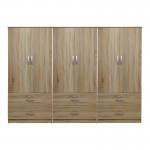 Ντουλάπα εξάφυλλη με συρτάρια Lego pakoworld sonoma 240x42x180εκ