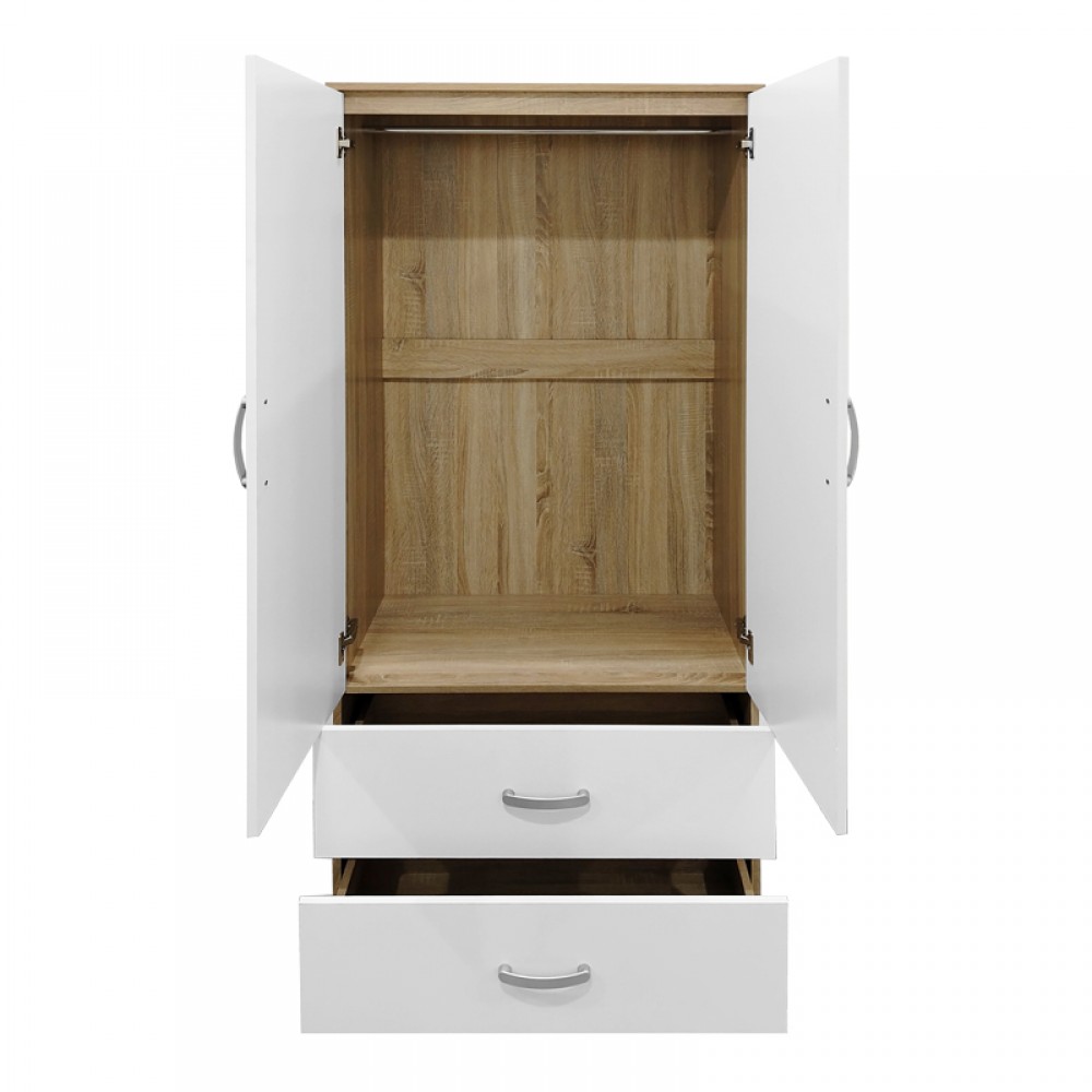 Ντουλάπα πεντάφυλλη Athos pakoworld sonoma-λευκό 170x42x180εκ
