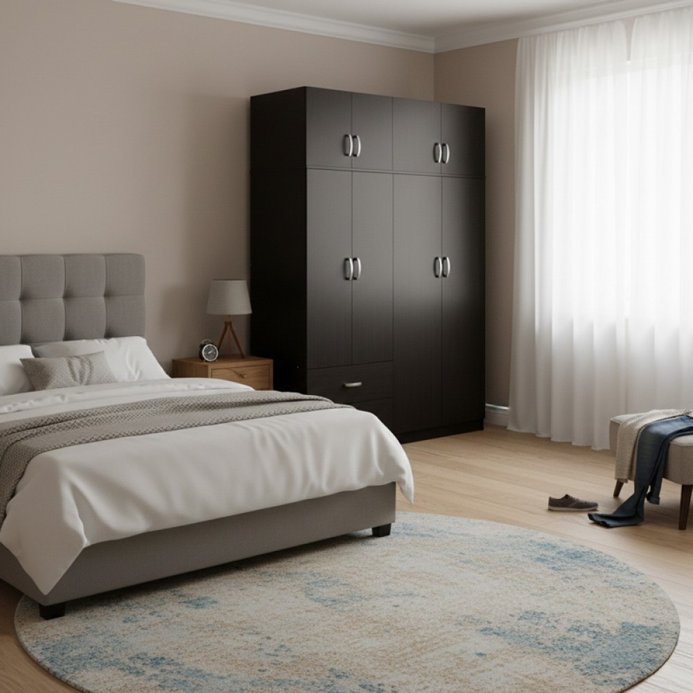 Ντουλάπα εξάφυλλη με πατάρι Lego pakoworld wenge 240x42x240εκ