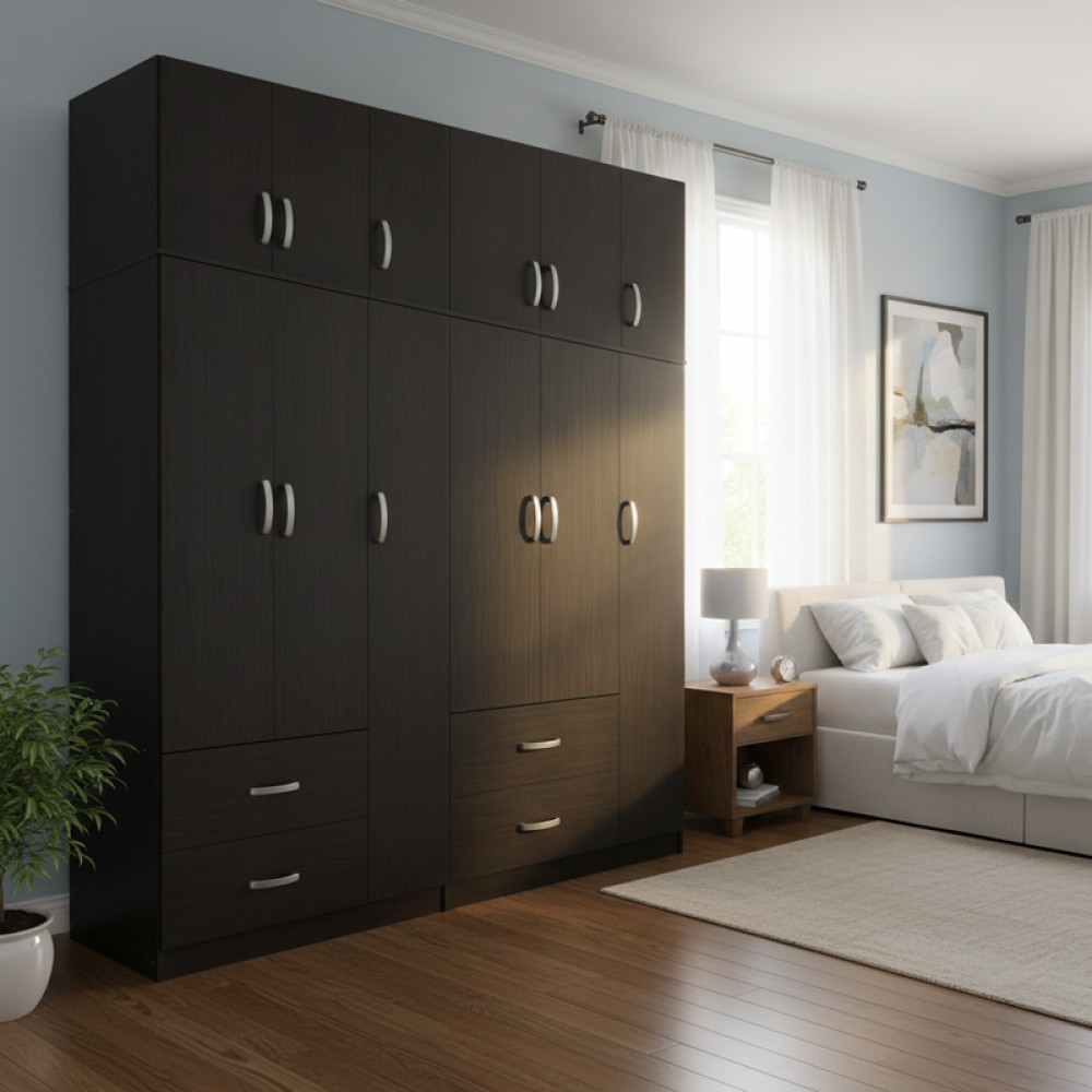 Ντουλάπα εξάφυλλη με πατάρι Lego pakoworld wenge 180x42x240εκ