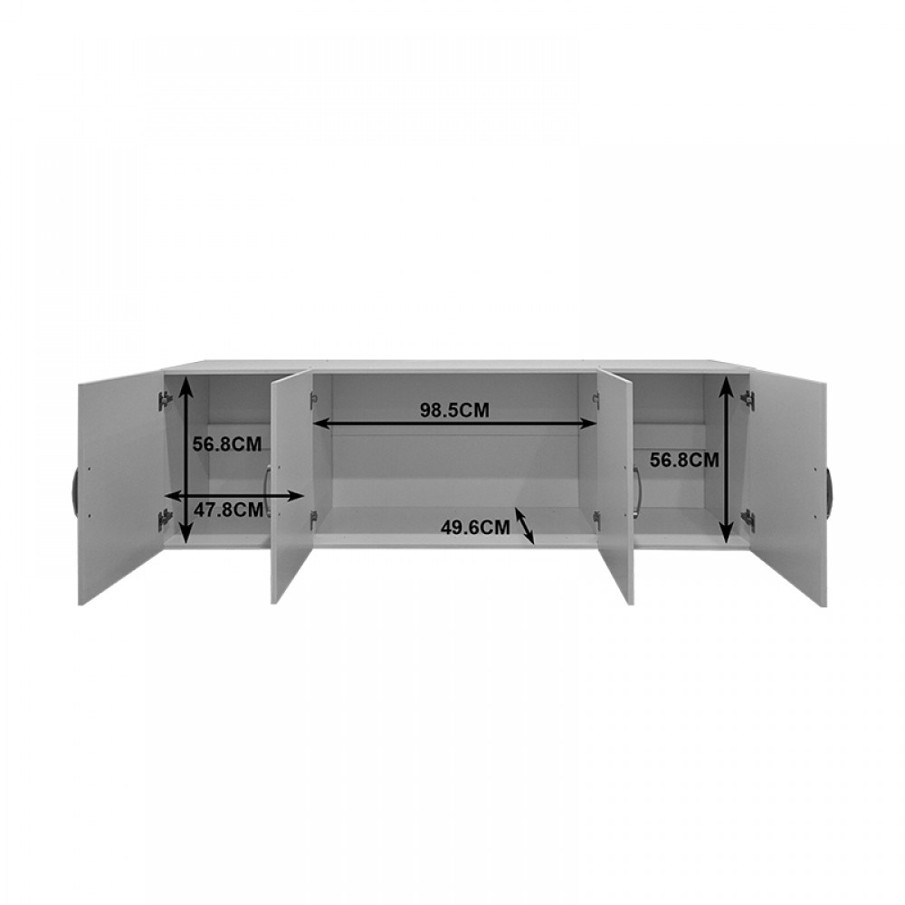Ντουλάπα τετράφυλλη και πατάρι Alvia pakoworld λευκό 200x51x240εκ
