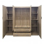 Ντουλάπα τετράφυλλη και πατάρι Alvia pakoworld sonoma 200x51x240εκ