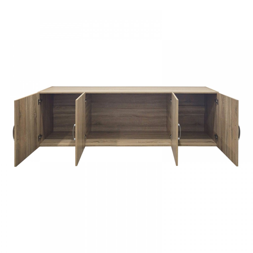 Ντουλάπα τετράφυλλη και πατάρι Alvia pakoworld sonoma 200x51x240εκ