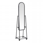 Καθρέπτης τροχήλατος Lomna pakoworld pp-μεταλλικός με ράφι σε μαύρη απόχρωση 38.5x37.5x160εκ