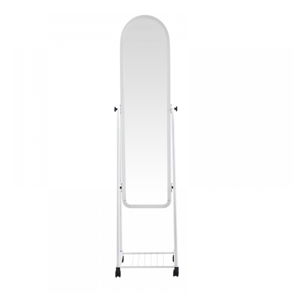 Καθρέπτης τροχήλατος Lomna pakoworld pp-μεταλλικός με ράφι σε λευκή απόχρωση 38.5x37.5x160εκ