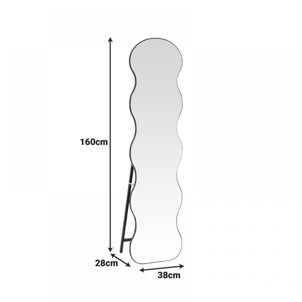 Καθρέπτης Waven pakoworld σε μαύρη απόχρωση 38x28x148εκ