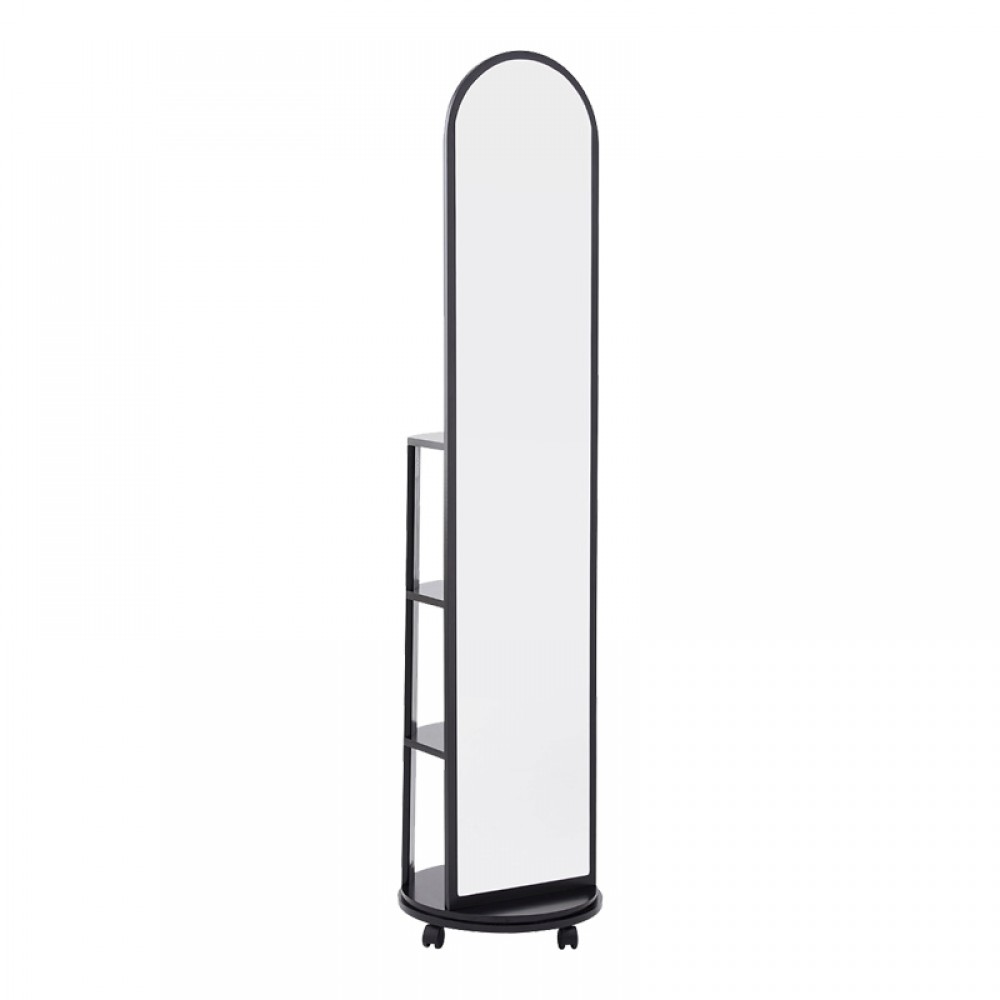 Καθρέπτης τροχήλατος Espero pakoworld mdf με ράφια σε μαύρη απόχρωση Φ34x170εκ