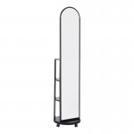 Καθρέπτης τροχήλατος Espero pakoworld mdf με ράφια σε μαύρη απόχρωση Φ34x170εκ