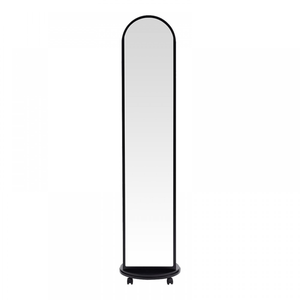 Καθρέπτης τροχήλατος Espero pakoworld mdf με ράφια σε μαύρη απόχρωση Φ34x170εκ