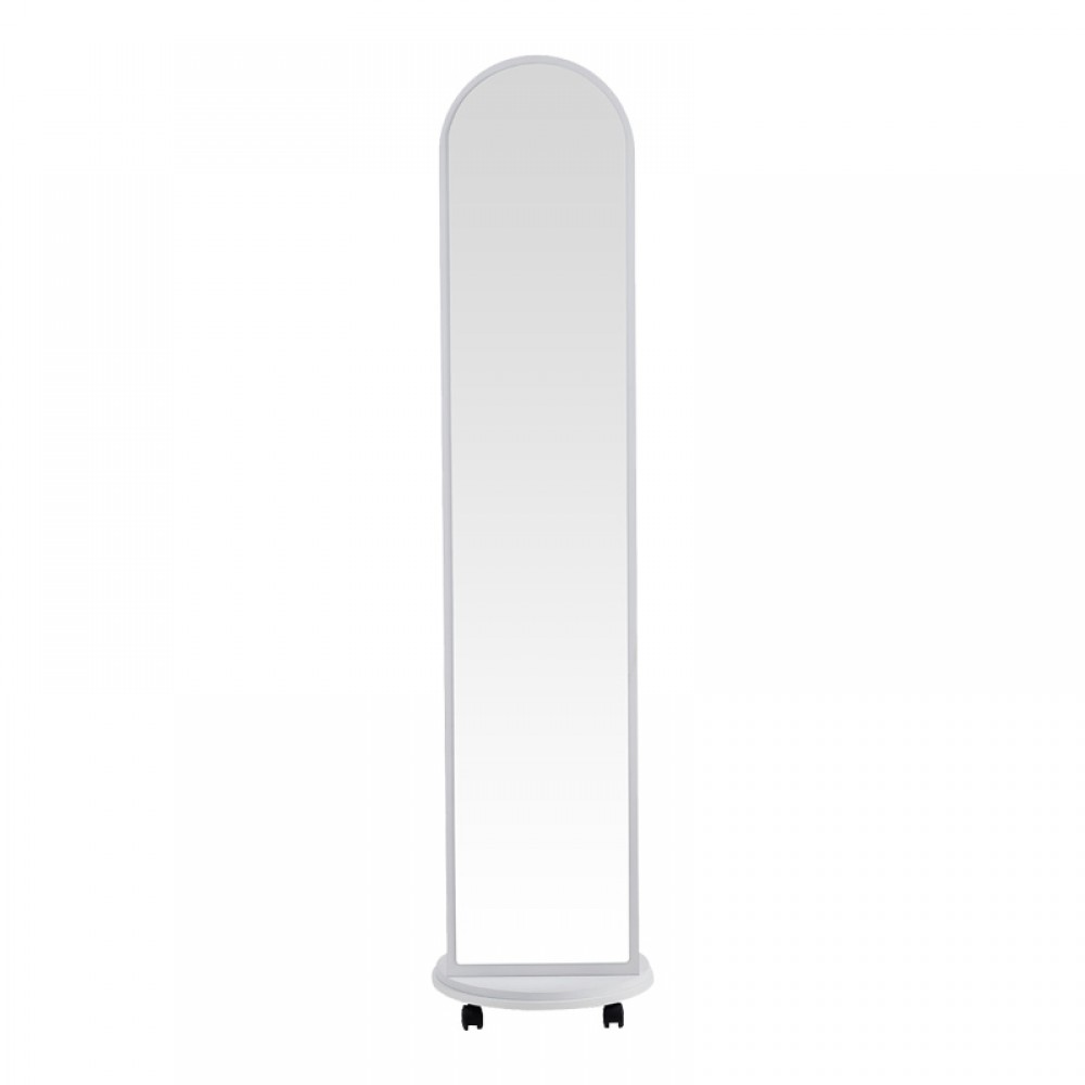 Καθρέπτης τροχήλατος Espero pakoworld mdf με ράφια σε λευκή απόχρωση Φ34x170εκ