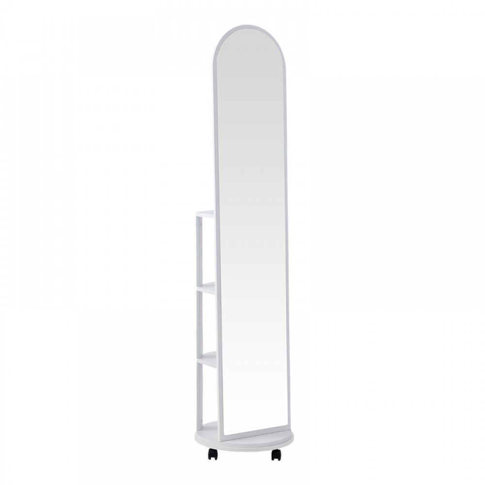 Καθρέπτης τροχήλατος Espero pakoworld mdf με ράφια σε λευκή απόχρωση Φ34x170εκ