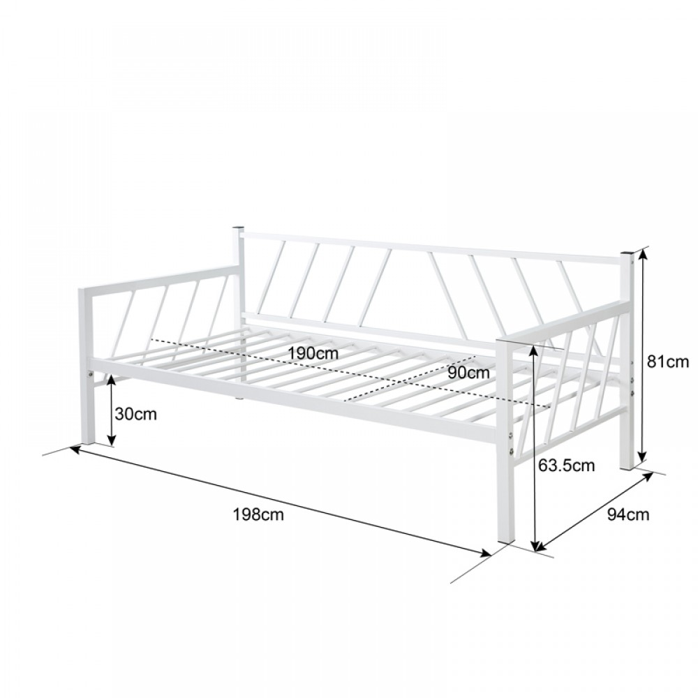 Κρεβάτι-Καναπές Remmie pakoworld μέταλλο μαύρο 90x190εκ