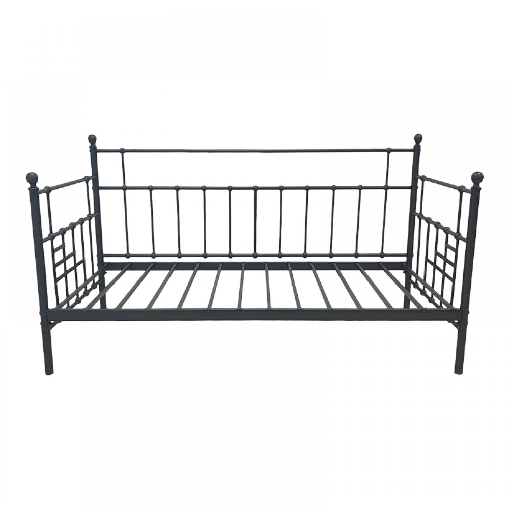 Κρεβάτι-Καναπές Routha pakoworld μεταλλικός μαύρο 90x190εκ