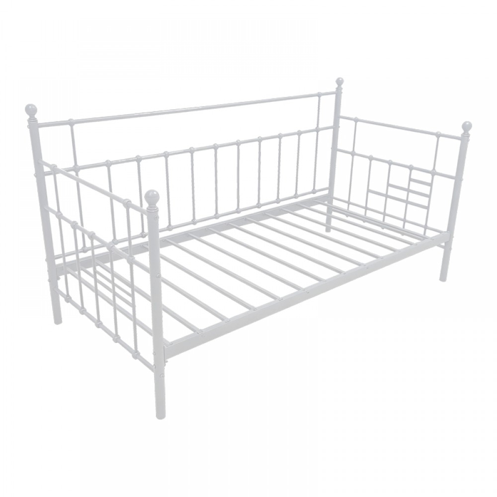 Κρεβάτι-Καναπές Routha pakoworld μεταλλικός λευκό 90x190εκ