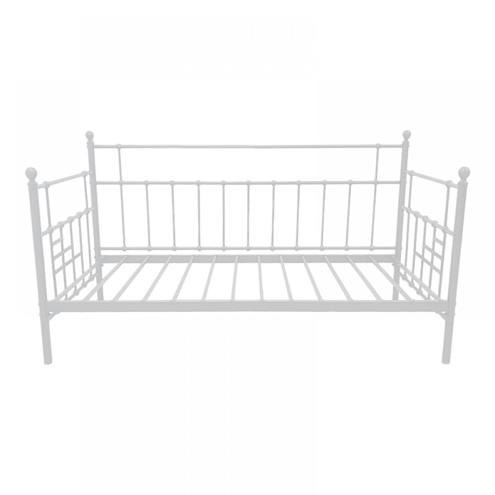 Κρεβάτι-Καναπές Routha pakoworld μεταλλικός λευκό 90x190εκ