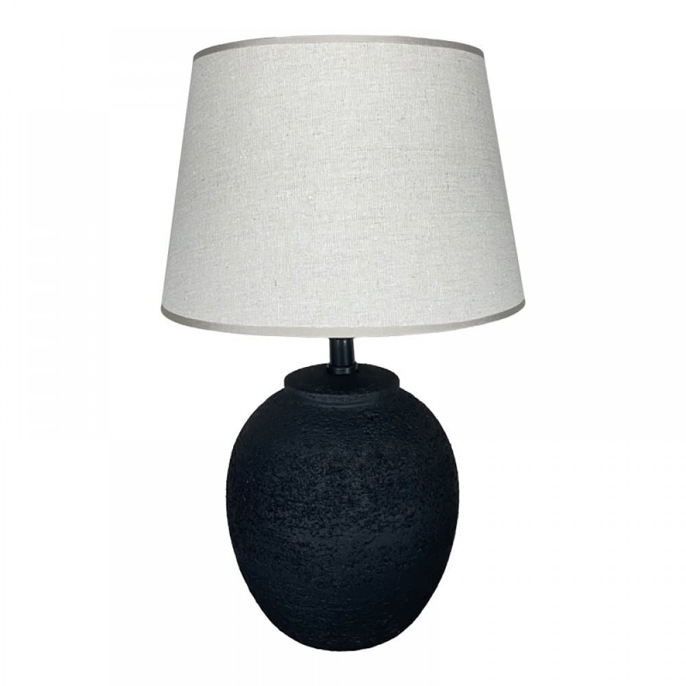 Επιτραπέζιο φωτιστικό Lurata Inart Ε27 κεραμικό σε μαύρο-μπεζ απόχρωση Φ26x38εκ