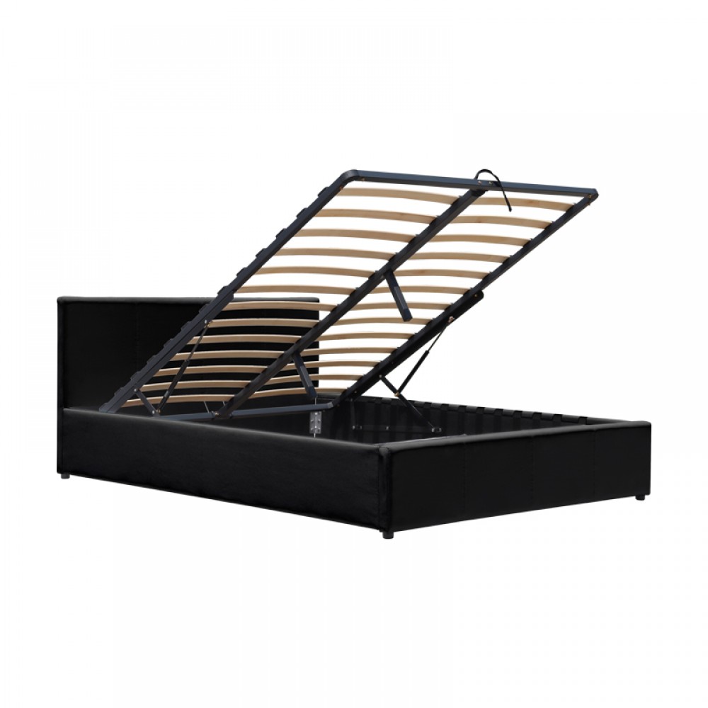 Κρεβάτι Dellia pakoworld με αποθηκευτικό χώρο pu μαύρο 120x200εκ