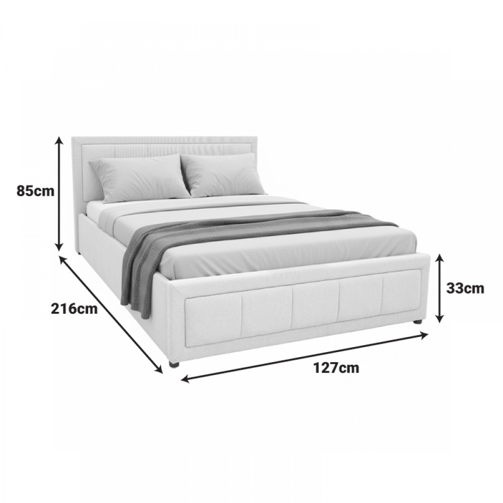 Κρεβάτι Huga pakoworld με αποθηκευτικό χώρο ύφασμα γκρι 120x200εκ