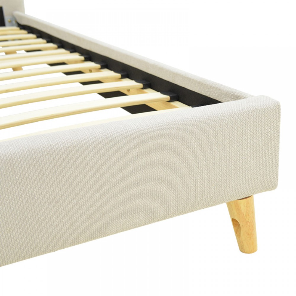 Κρεβάτι LumiLux pakoworld ύφασμα σε μπεζ απόχρωση 100x200εκ