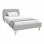 Κρεβάτι LumiLux pakoworld ύφασμα σε γκρι απόχρωση 100x200εκ