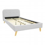 Κρεβάτι LumiLux pakoworld ύφασμα σε γκρι απόχρωση 100x200εκ