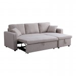 Γωνιακός αναστρέψιμος καναπές κρεβάτι Kamore pakoworld με αποθηκευτικό χώρο μπεζ ύφασμα 223x146x85εκ