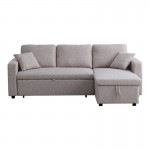 Γωνιακός αναστρέψιμος καναπές κρεβάτι Kamore pakoworld με αποθηκευτικό χώρο μπεζ ύφασμα 223x146x85εκ