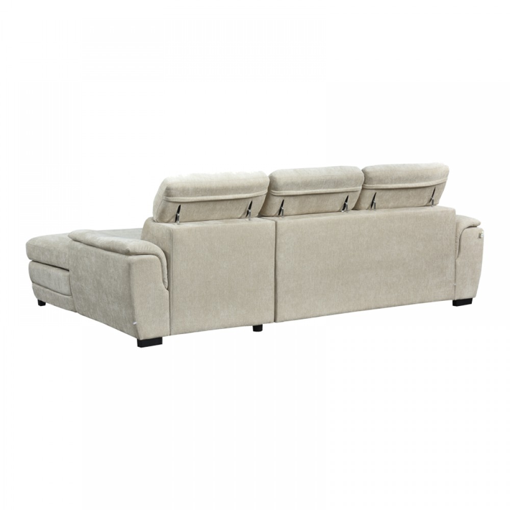 Γωνιακός καναπές-κρεβάτι αριστερή γωνία Dreamora pakoworld με αποθηκευτικό χώρο ύφασμα μπεζ 270x167x82εκ