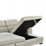 Γωνιακός καναπές-κρεβάτι αριστερή γωνία Dreamora pakoworld με αποθηκευτικό χώρο ύφασμα μπεζ 270x167x82εκ