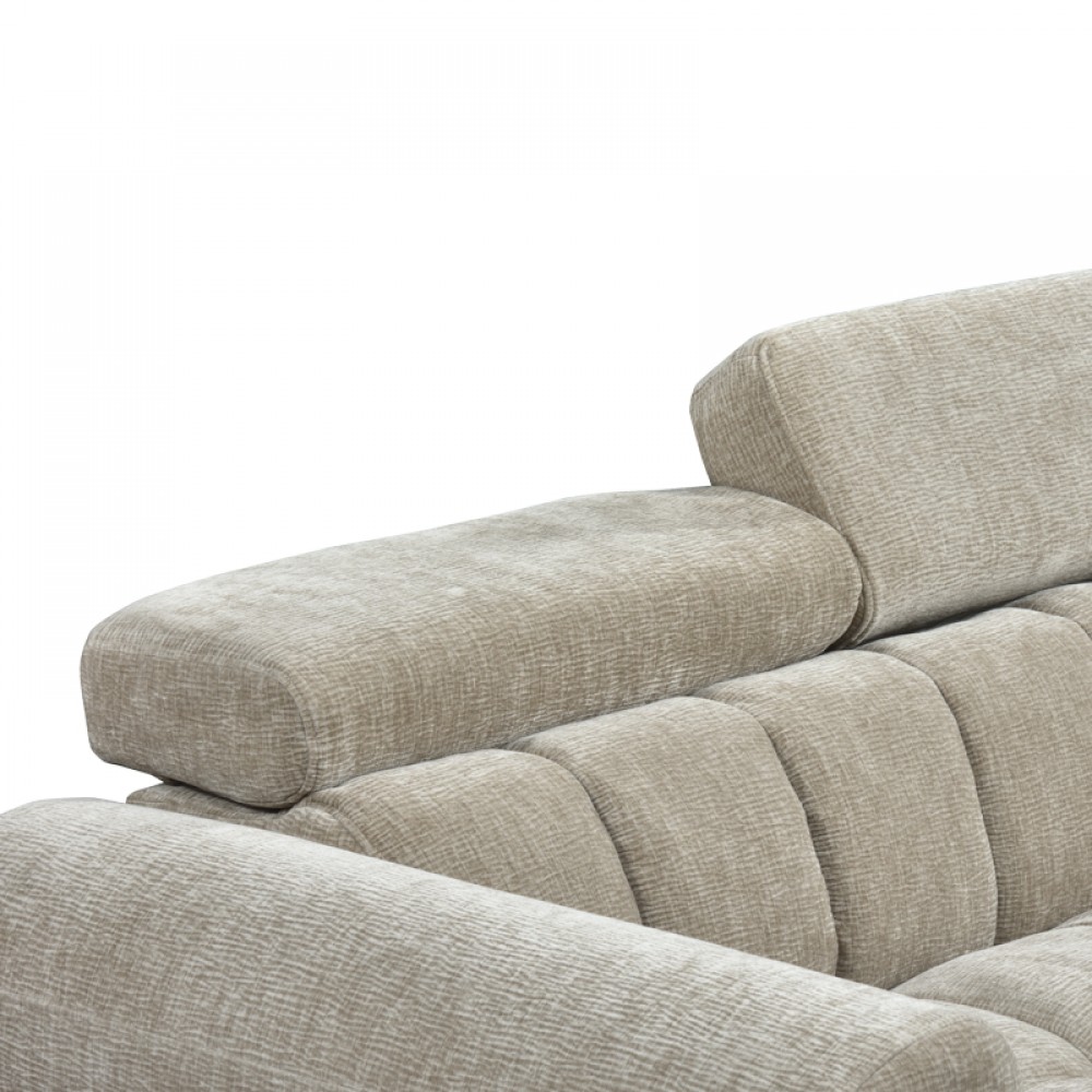 Γωνιακός καναπές-κρεβάτι αριστερή γωνία Nuvora pakoworld με αποθηκευτικό χώρο μπεζ ύφασμα 244x225x79εκ