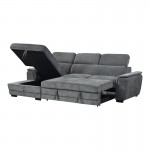 Γωνιακός καναπές-κρεβάτι δεξιά γωνία Dreamora pakoworld με αποθηκευτικό ύφασμα ανθρακί 270x167x82εκ