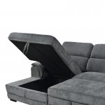 Γωνιακός καναπές-κρεβάτι δεξιά γωνία Dreamora pakoworld με αποθηκευτικό ύφασμα ανθρακί 270x167x82εκ